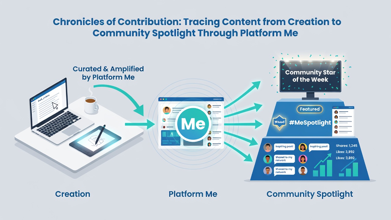 Diagram depicting platform algorithms elevating user-generated content to featured community highlights