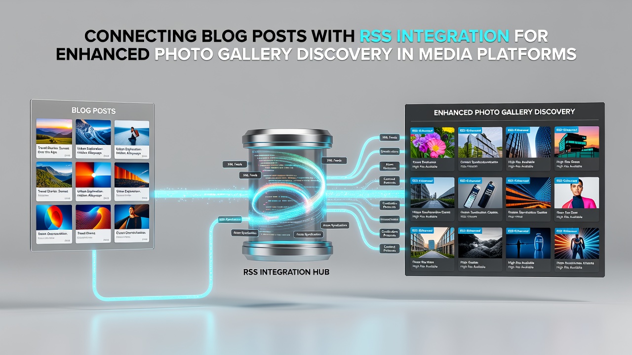 Example of RSS feed output showing linked blog text and photo gallery thumbnails