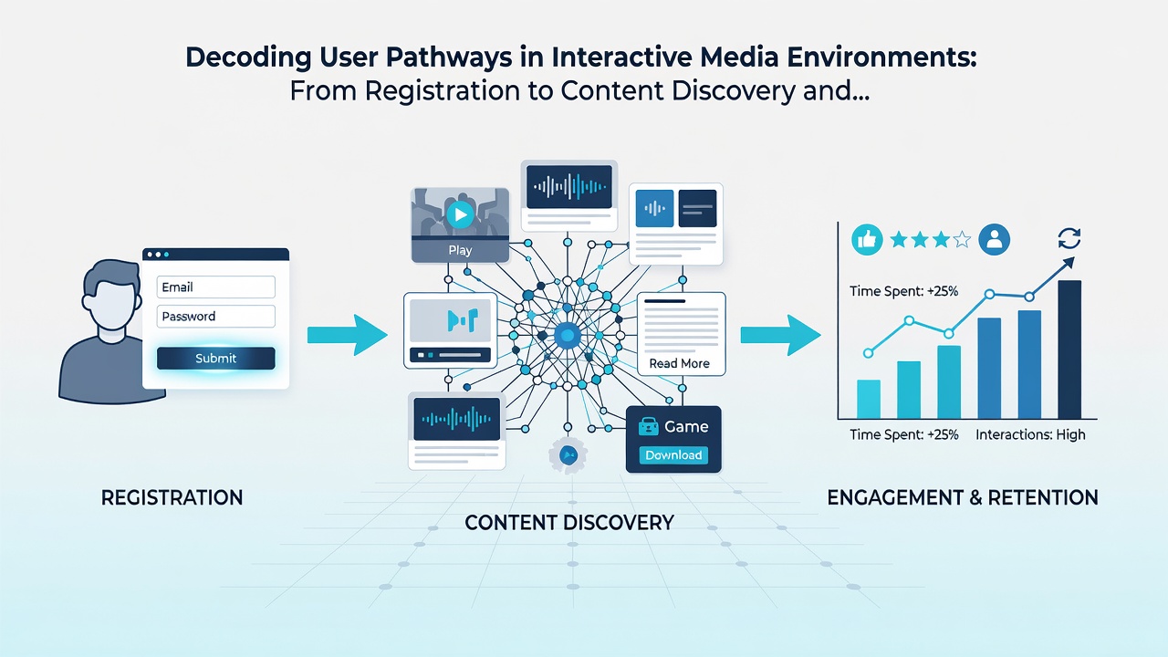 Diagram showing content discovery mechanisms and legal compliance checkpoints in media platforms