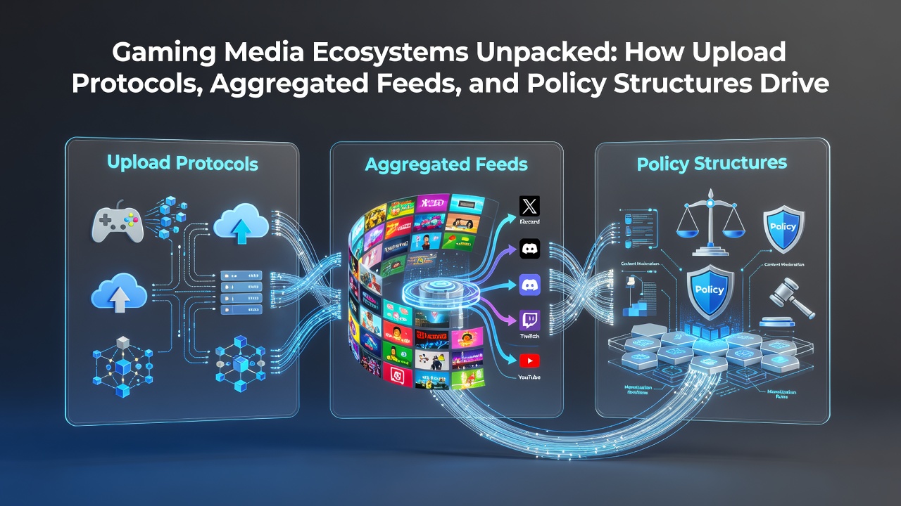 Illustration of aggregated feeds pulling niche gaming content from various upload sources