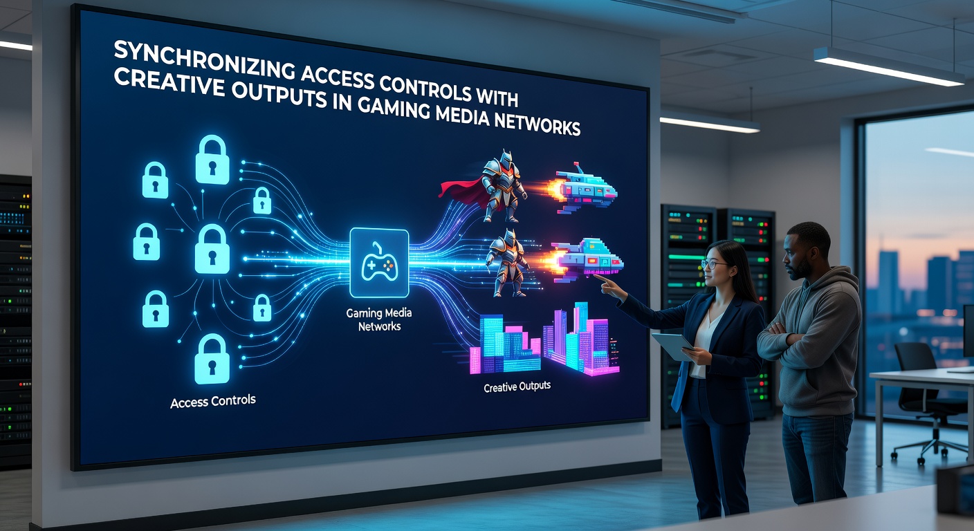 Diagram showing synchronization between access controls and creative outputs in gaming platforms